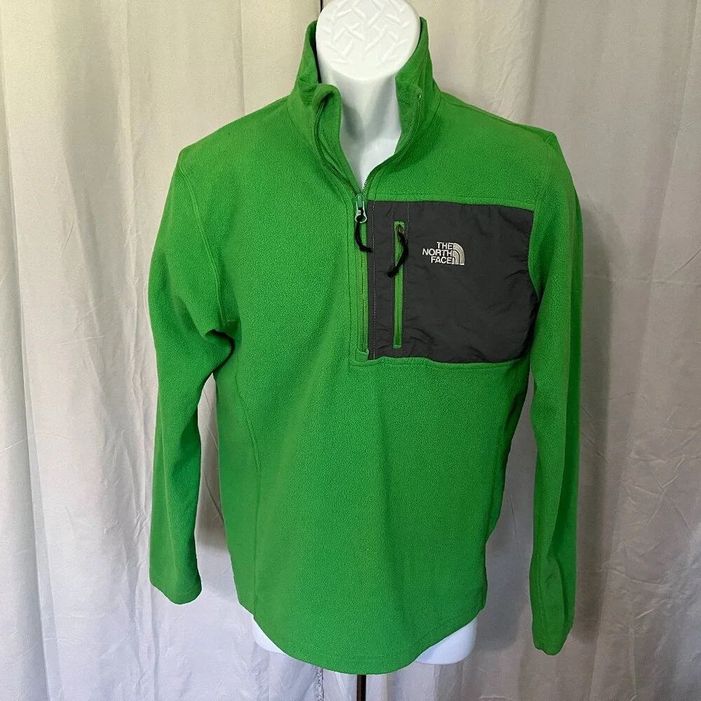 🧥 The North Face Men’s Lime Green & Gray 1/2 Zip Pullover Jacket S EUC ⛰️